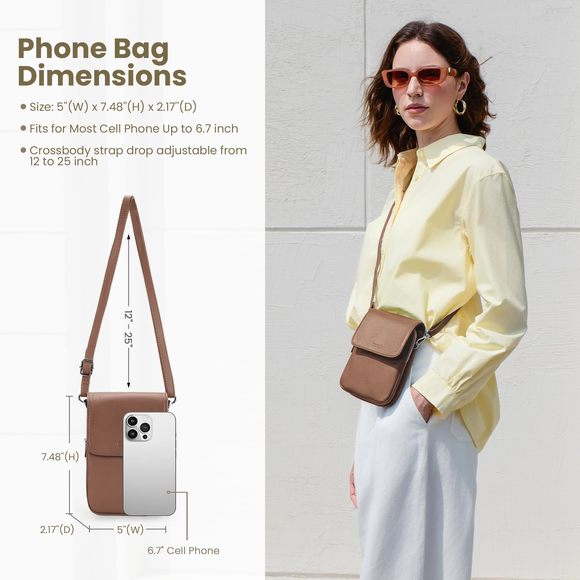 Genuine Leather Small Crossbody Bags, Cell Phone Cross Body T_T - Picture 2 of 6